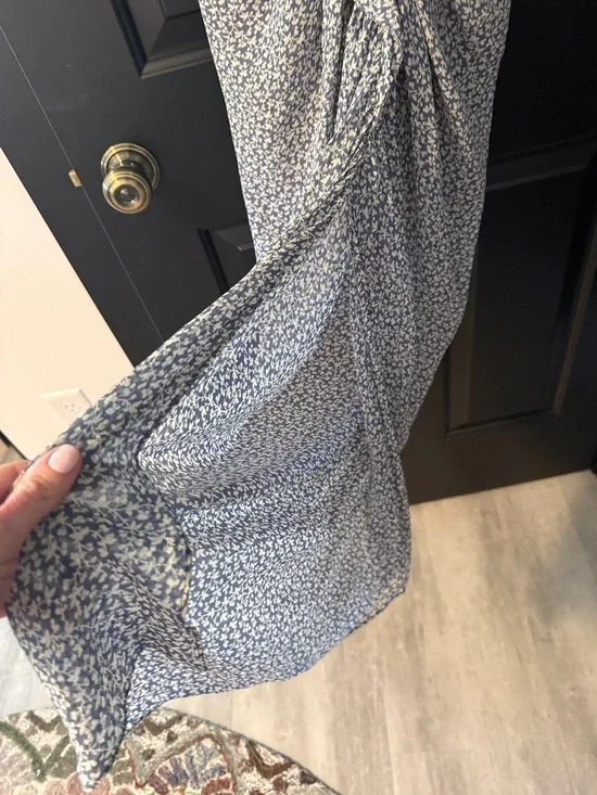 Veronica Beard Blue and White Strapless Ruched Floral Midi Dress - Picture 8 of 12